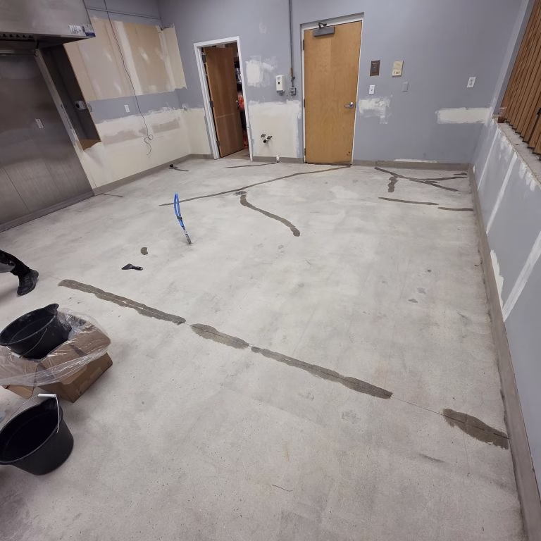 epoxy flake flooring during